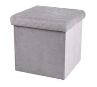 Urban living KUBE VELOURS POUF DE RANGEMENT PLIABLE GRIS CLAIR 37,5X37,5XH37,5CM