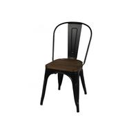 Urban living "LIV Chaise en Metal Noir Mate avec Assise en Bois 36X45XH84CM