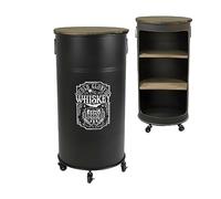 Urban Living LOFT & Metal Bar BIDON avec roulettes Design Old Glory Whiskey D50CM X H100CM