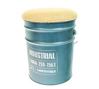 Urban Living LOFT & Metal BIDON Pouf avec Assise ET Jute ET Anse Bois 4 Couleurs D31XH40CM