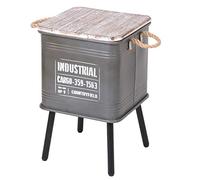 Urban Living "LOFT & Metal Set DE 2 Tables Caisse Metal avec Pied ET Anse en Corde Gris