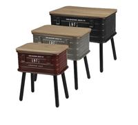 Urban Living "LOFT & Metal Set DE 3 Tables Caisse Metal avec Pied ET Plateau en Bois