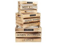Urban living LOFT & WOOD CAISSE DECOREE EN BOIS X3PCS H18CM / H20CM / H22CM