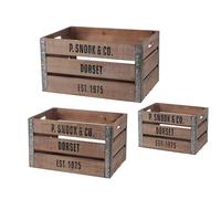 Urban living LOFT & WOOD CAISSE RECTANGULAIRE EN BOIS DECORE AVEC ANGLE METAL X3