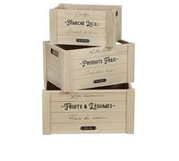 Urban Living LOFT & WOOD CAISSE RECTANGULAIRE EN BOIS DECORE X3PCS