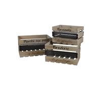 Urban living LOFT & WOOD CAISSES RECTANGULAIRES DECORE EN BOIS ET METAL NOIR X3