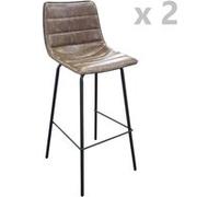 Urban Living - Lot de 2 Tabourets de bar design industriel Brooklyn - Kaki - Brooklyn Marron G