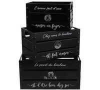 - Lot de 3 caisses métal décorées - Noir