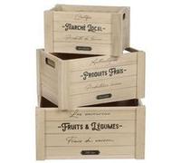 Urban Living - Lot de 3 caisses rectangulaires en bois décoré - Beige Beige