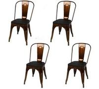 - Lot de 4 chaises vintage Liv H84 cm - Doré et noir