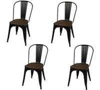 Urban Living - Lot de 4 chaises vintage Liv H84 cm - Noir Noir
