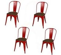 Urban Living - Lot de 4 chaises vintage Liv H84 cm - Rouge Rouge G