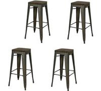 Urban Living - Lot de 4 tabourets de bar vintage Liv - Gris industriel Gris
