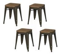 - Lot de 4 tabourets vintage Liv H46 cm - Gris industriel