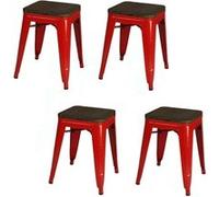 - Lot de 4 tabourets vintage Liv H46 cm - Rouge