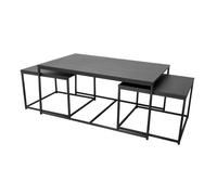 Urban Living "Madison Table Basse en Metal Noir X3 1-100X60X45CM + 2-50X50X38CM