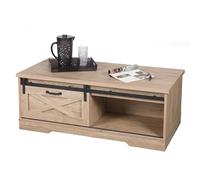 Table Basse 1 Porte Coulissante 117x59x45 Cm Naturel - Kavir