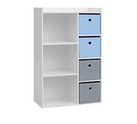 Urban living Meuble de Rangement Enfant 3 Niches Boy - 62 x H. 96 cm - Bleu