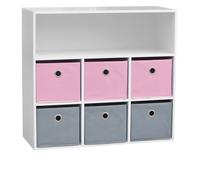 Urban Living - Meuble de rangement enfant 6 Cases Girl - 76 x H. 70 cm - Rose
