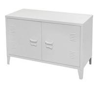 - Meuble TV 2 portes Industriel White en métal - Blanc