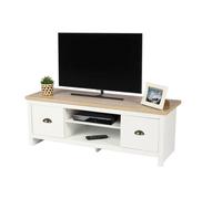 Urban Living - Meuble TV avec 2 tiroirs et 2 niches de rangement en bois HANOI - Blanc