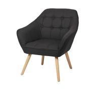 Urban Living "OLY Fauteuil en Tissu Noir avec Pied en Bois 74X70XH85CM