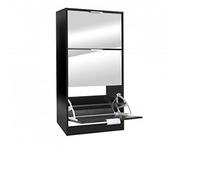 Urban Living "PRATIK Range Chaussures 3 TIROIRS Noir avec Porte Miroir 60X24X116CM
