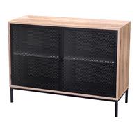 Urban Living "Soho Buffet 2 Portes Bois avec Grillage en Metal Noir 100X40XH75CM