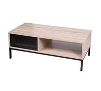 Urban Living "Soho Table Basse Bois avec Grillage en Metal Noir 100X50XH36CM