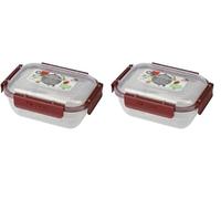 Urban Living SONOMA BOITE HERMETIQUE KLIC BOX 0,35L EN PP RECTANGULAIRE 4 COULEURS ASSORTIES (Lot de 2)