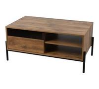- Table basse 1 tiroir et 2 niches Helio en bois et métal - Marron et noir
