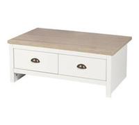 Urban Living - Table basse 2 tiroirs en bois HANOI - Blanc - HANOI Blanc G