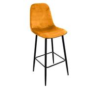 Tabouret de bar en velours jaune pieds métal Inoui - Jaune moutarde -