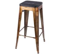 Urban Living - Tabouret de bar vintage Liv - H. 77 cm - Doré et noir