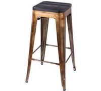 Urban Living - Tabouret de bar vintage Liv - H. 77 cm - Doré et noir - Liv Noir