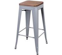 Urban Living - Tabouret de bar vintage Liv - H. 77 cm - Gris mat - Liv Noir G
