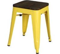 Urban Living - Tabouret vintage Liv H46 cm - Jaune Jaune