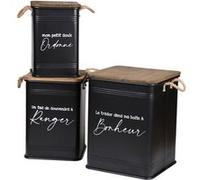 Urban Living - Trio de caisse de rangementen métal Loft - H 51 cm. - Noir et Bois Noir G