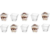 Urban Living Verrines réutilisables transparentes - Lot de 10 - Forme ravier carrée - Présentation élégante pour apéritifs, desserts, buffets - Plastique rigide recyclable (4 x 10 = 40)