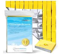 URBAN MEDICAL Couverture de survie Premium - Protection contre le froid & la chaleur - Couverture d'urgence double face or/argent - Grande feuille de survie pour les premiers secours 210x160cm 1 pièce