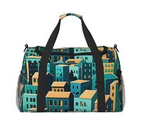 Urban Melodies - Sac de voyage imprimé pour homme et femme, sacs de voyage pliables et sac fourre-tout spacieux pour le rangement de produits de toilette, bagages personnels, noir, taille L, Noir , L