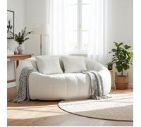 URBAN MEUBLE Canapé compact rond 2 places Loveseat en chenille beige et 2 cousins