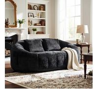 URBAN MEUBLE Canapé compact rond 2 places Loveseat en chenille noir anthracite et 2 cousins