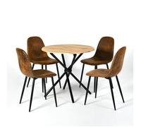 URBAN MEUBLE Ensemble table et 4 chaises de salle à manger style vintage rétro effet bois
