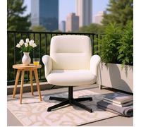 URBAN MEUBLE - Fauteuil - Ergonomique - Avec accoudoirs - Pivotant à 360° - Hauteur réglable - Tissu beige