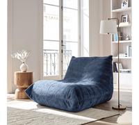 URBAN MEUBLE Fauteuil Lounge en Chenille à Fils Argentés de Luxe (Bleu, 90x100x80cm)