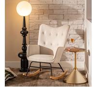 URBAN MEUBLE - Fauteuil pivotant en velours beige - dossier haut ergonomique - design moderne - pour salon, chambre et intérieur