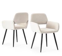 URBAN MEUBLE Lot de 2 Chaises de Salle à Manger Scandinaves en Tissu Beige avec Pieds Noirs MAYFAIR BEIGE