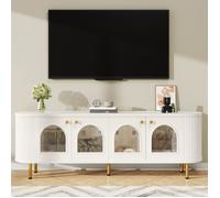 URBAN MEUBLE Meuble TV blanc doré avec portes vitrées arquées 170 cm