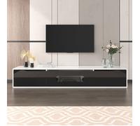 URBAN MEUBLE Meuble TV haute brillance noir et blanc avec éclairage LED à couleur changeante portes Push-to-Open